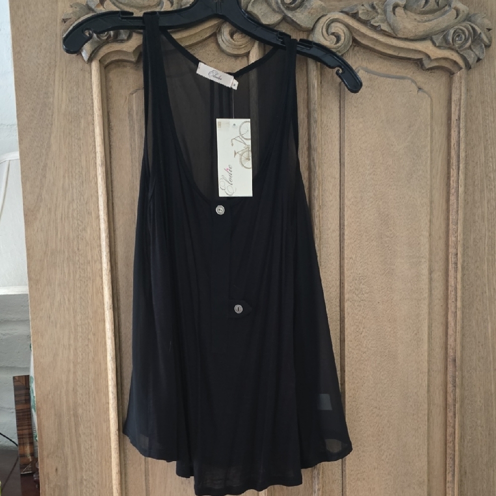 Chic Black Asymmetrical Sleeveless Tank Top